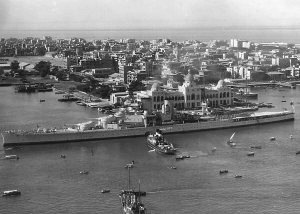 British Royal Navy Cruiser at Port Said, Egypt