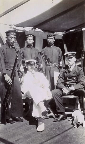 Two British sailors with oriental guards