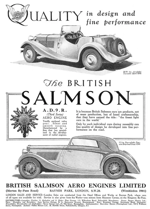 Framed Print : British Salmson Cars & Aero Engines Framed Print : British Salmson Cars & Aero Engines