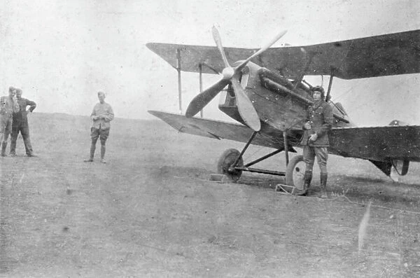 British SE5A biplane on airfield, WW1
