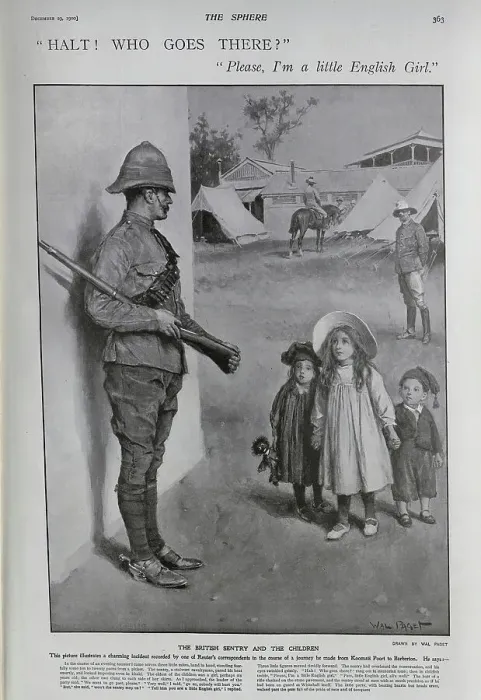 Framed Print : British sentry and children Framed Print : British sentry and children