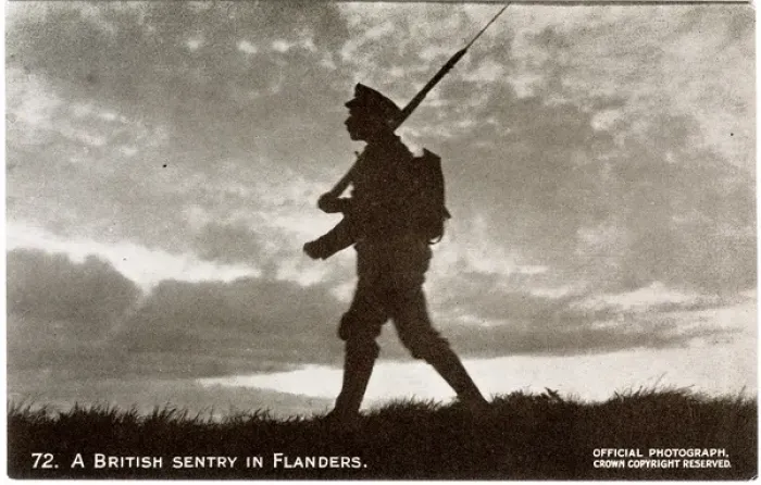 Framed Print : A British sentry in Flanders, WW1 Framed Print : A British sentry in Flanders, WW1