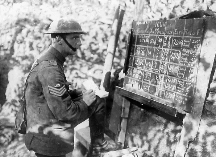 Framed Print : British Sergeant Artillery planning in a trench during WW1 Framed Print : British Sergeant Artillery planning in a trench during WW1