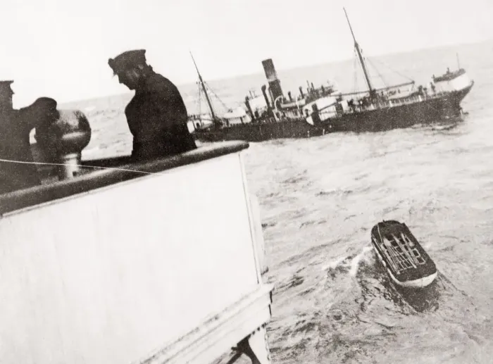 Framed Print : British ship, freighter Exeter City sinks North Atlantic, 1933 Framed Print : British ship, freighter Exeter City sinks North Atlantic, 1933