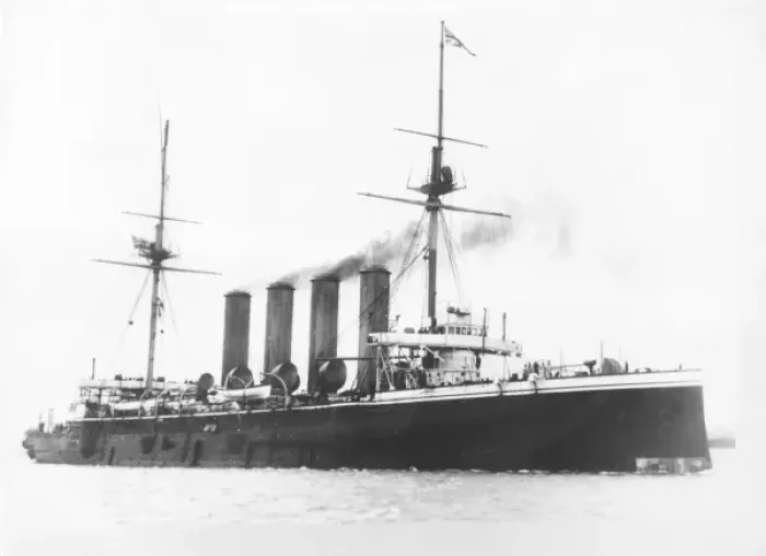 Framed Print : British ship with four funnels, WW1 Framed Print : British ship with four funnels, WW1