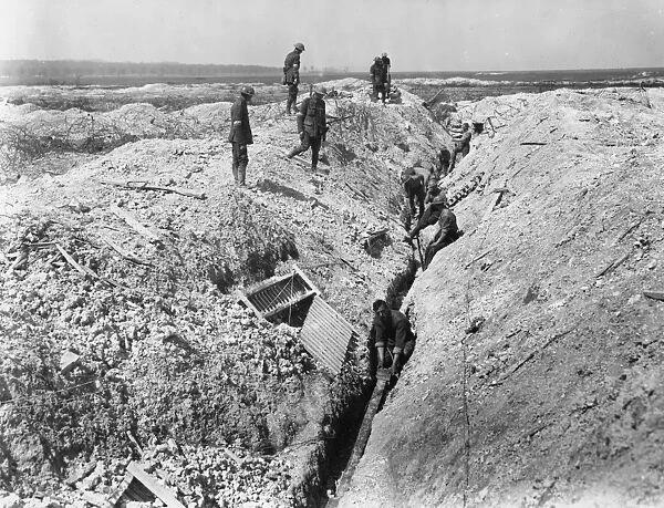 British Signal Corps laying subterranean cable, WW1