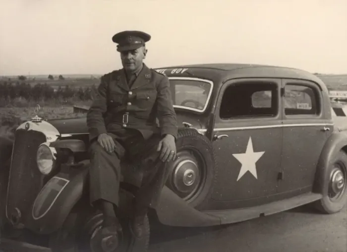 Framed Print : British soldier and car, Braunschweig, Germany Framed Print : British soldier and car, Braunschweig, Germany
