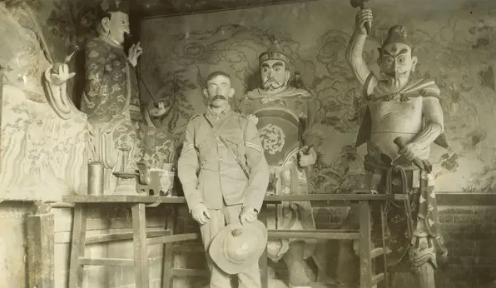 Framed Print : British soldier in Chinese temple Framed Print : British soldier in Chinese temple