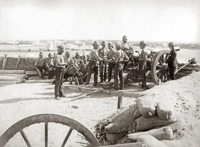 Framed Print : British soldiers and artillery, Egypt, circa 1880s Framed Print : British soldiers and artillery, Egypt, circa 1880s