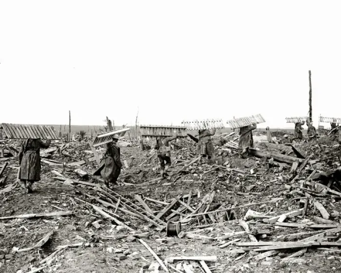 Framed Print : British soldiers with boarding for trenches, WW1 Framed Print : British soldiers with boarding for trenches, WW1