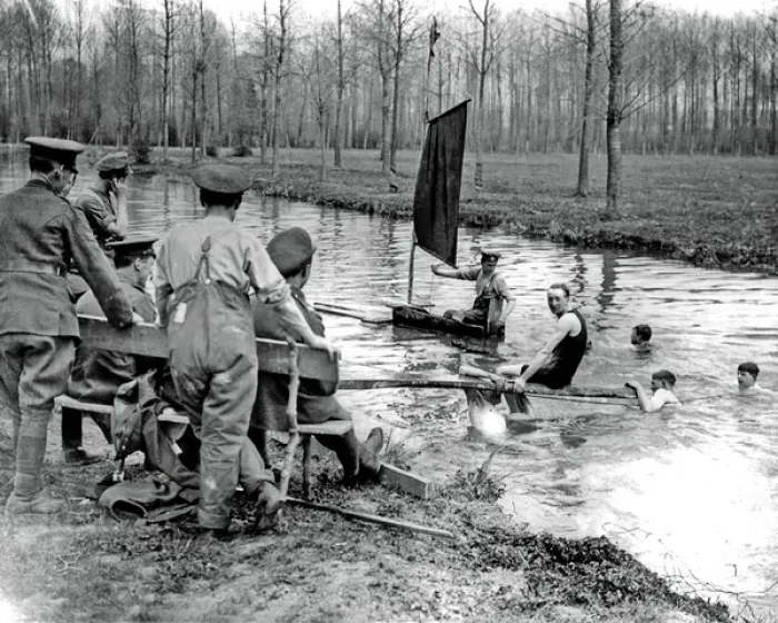Framed Print : British soldiers boating during rest break, WW1 Framed Print : British soldiers boating during rest break, WW1