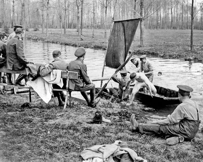 Framed Print : British soldiers boating during rest break, WW1 Framed Print : British soldiers boating during rest break, WW1
