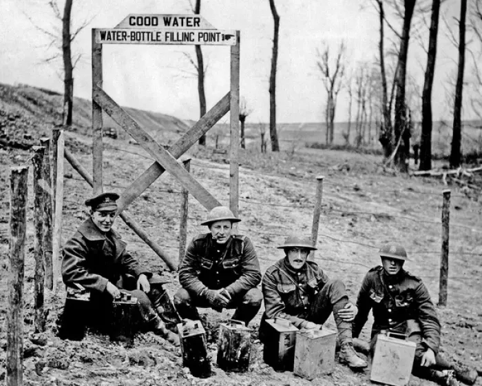Framed Print : British soldiers with cans of water, Western Front, WW1 Framed Print : British soldiers with cans of water, Western Front, WW1