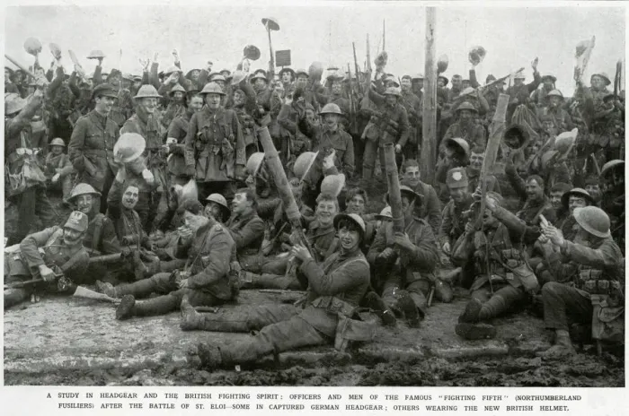Framed Print : British soldiers celebrating after Battle of St. Eloi Framed Print : British soldiers celebrating after Battle of St. Eloi