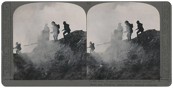 British soldiers during gas attack, Thiepval, WW1