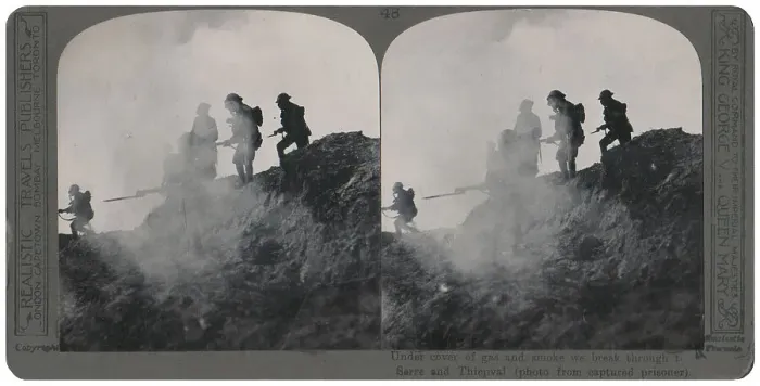 Framed Print : British soldiers during gas attack, Thiepval, WW1 Framed Print : British soldiers during gas attack, Thiepval, WW1