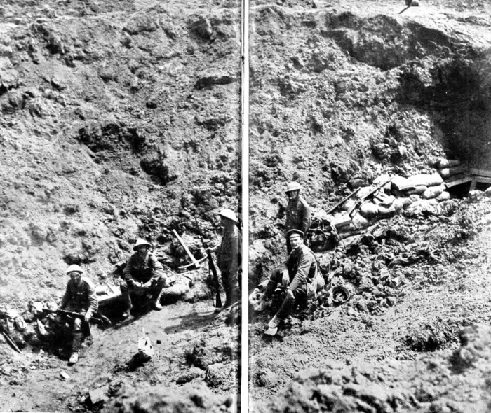 Framed Print : British soldiers in a mine-crater Framed Print : British soldiers in a mine-crater