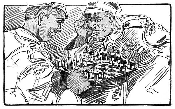 British soldiers playing chess, WW1