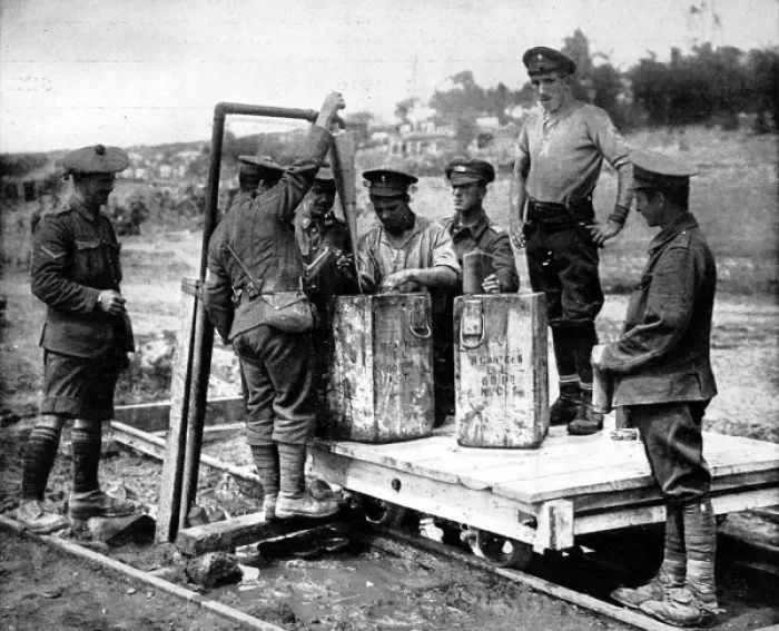 Framed Print : British soldiers refilling their water bottles Framed Print : British soldiers refilling their water bottles