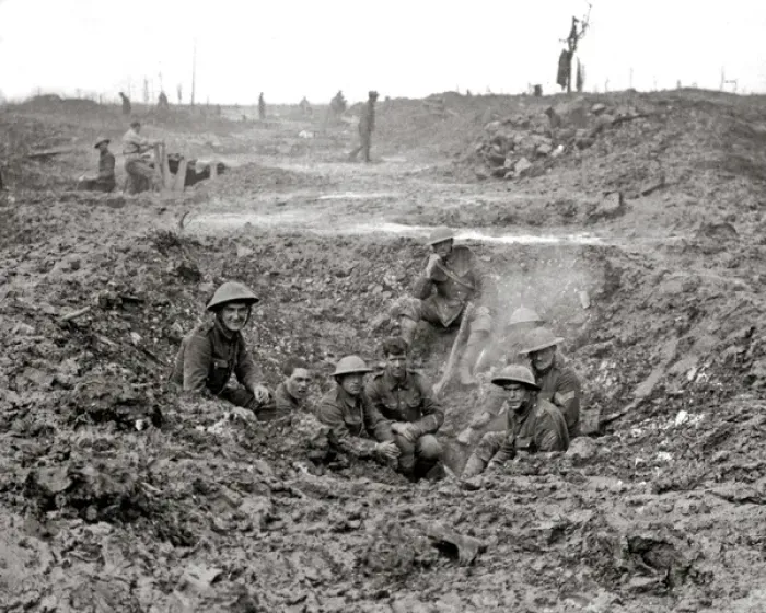 Framed Print : British soldiers sheltering in shell hole, Western Front, WW Framed Print : British soldiers sheltering in shell hole, Western Front, WW