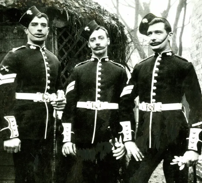Framed Print : Three British soldiers in walking-out dress Framed Print : Three British soldiers in walking-out dress