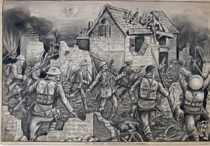 Framed Print : The British storming Contalmaison Framed Print : The British storming Contalmaison