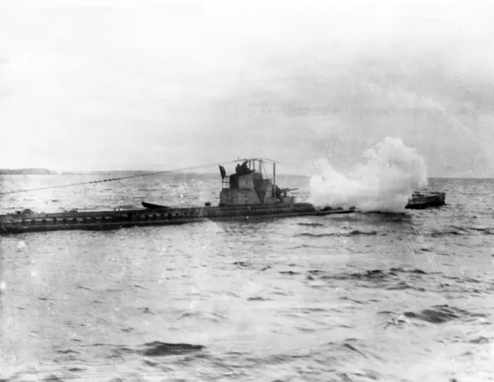 Framed Print : British submarine firing gun, WW1 Framed Print : British submarine firing gun, WW1