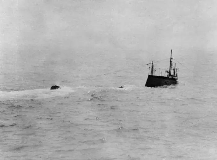 Framed Print : British submarine submerging, WW1 Framed Print : British submarine submerging, WW1
