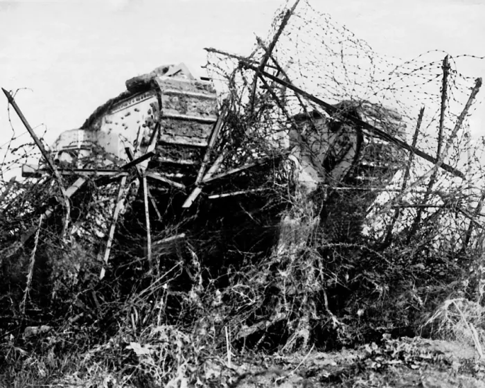 Framed Print : British tank in action, Western Front, France, WW1 Framed Print : British tank in action, Western Front, France, WW1