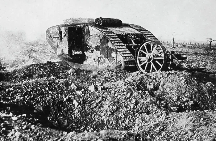 Framed Print : A British tank in action during WW1 Framed Print : A British tank in action during WW1