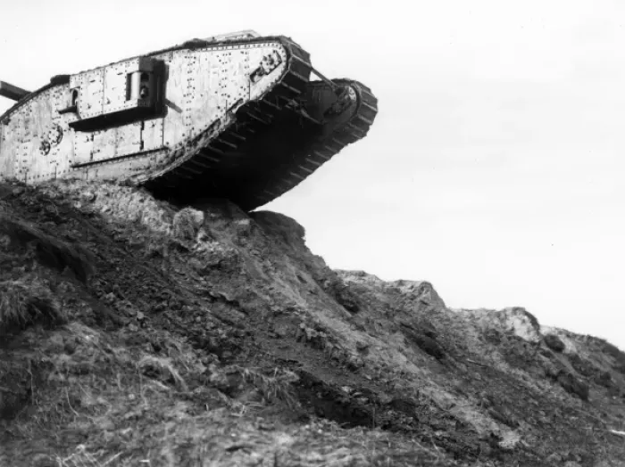 Framed Print : British tank F4 in action at Wailly, France, WW1 Framed Print : British tank F4 in action at Wailly, France, WW1