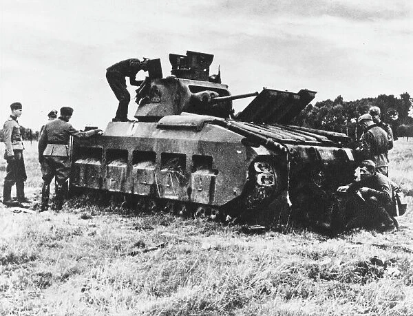 British tank WWII. British Matilda tank in France during World War II