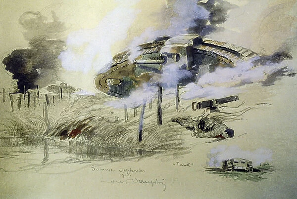 British tanks attacking, Somme, September 1916