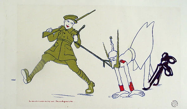 British Tommy pulling Regiments new mascot (the Kaiser)