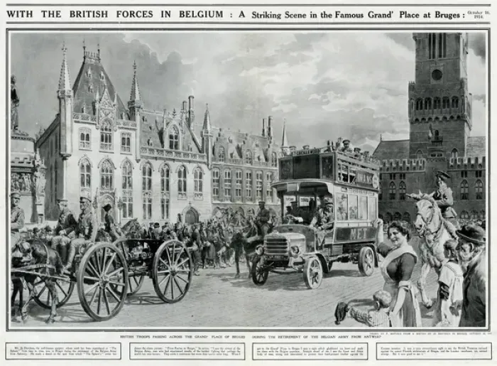 Framed Print : British troops in Bruges, 1914 Framed Print : British troops in Bruges, 1914