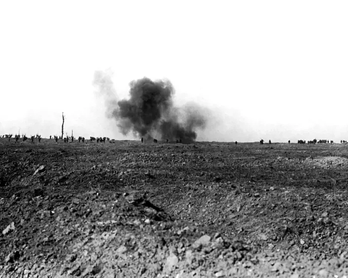 Framed Print : British troops caught in shelling, Western Front, WW1 Framed Print : British troops caught in shelling, Western Front, WW1