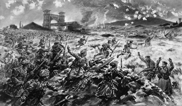 Framed Print : British troops charging at Loos Framed Print : British troops charging at Loos