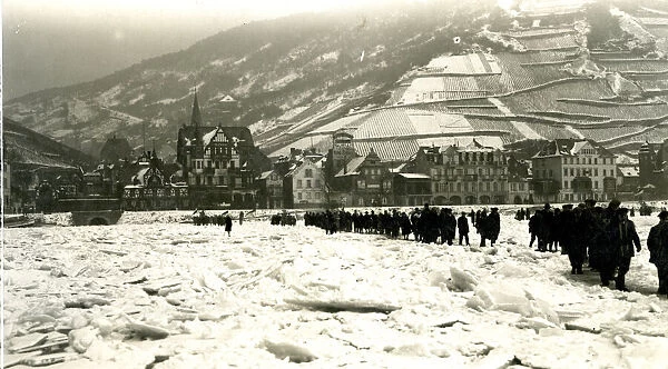 British troops crossing the frozen Rhine, Germany