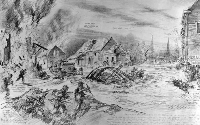 Framed Print : British Troops fighting at Aanderberg Crossroads; Second Wor Framed Print : British Troops fighting at Aanderberg Crossroads; Second Wor
