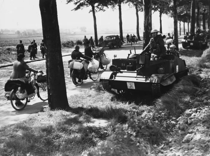 Framed Print : British troops halted by the wayside with their Bren carrier Framed Print : British troops halted by the wayside with their Bren carrier