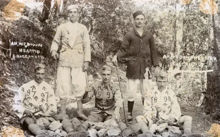 Framed Print : British troops in India pretend to be rock-breaking convicts Framed Print : British troops in India pretend to be rock-breaking convicts