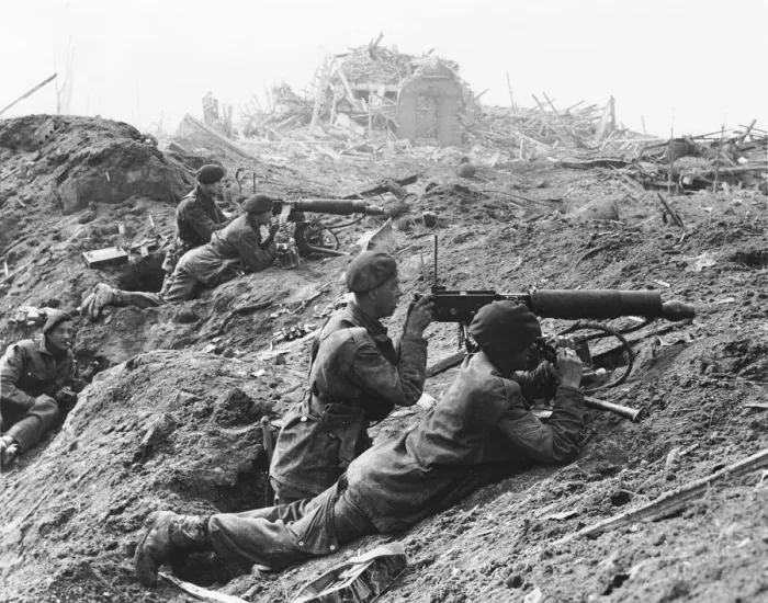 Framed Print : British troops in position in Belgium during World War II Date: 1939-1945 Framed Print : British troops in position in Belgium during World War II Date: 1939-1945