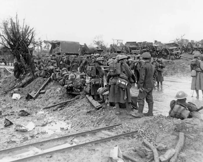 Framed Print : British troops rest on the road, Western Front, WW1 Framed Print : British troops rest on the road, Western Front, WW1