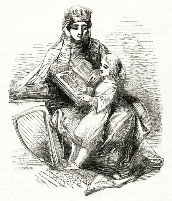 Framed Print : The British Valhalla -- King Alfred reading to his mother Framed Print : The British Valhalla -- King Alfred reading to his mother