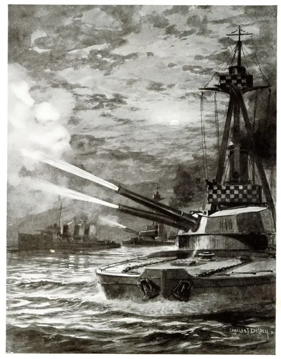 Framed Print : British waddling ships shelling Belgian coast, WW1 Framed Print : British waddling ships shelling Belgian coast, WW1