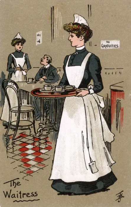 Framed Print : A British Waitress in a restaurant or teahouse Framed Print : A British Waitress in a restaurant or teahouse