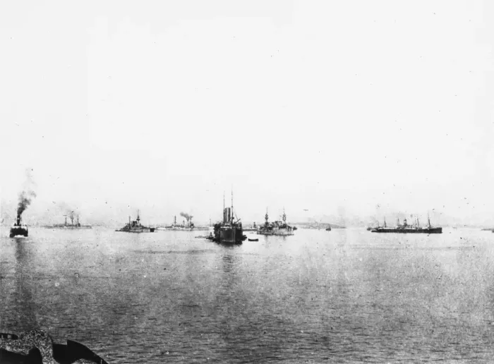 Framed Print : British warships and transports WWI Framed Print : British warships and transports WWI