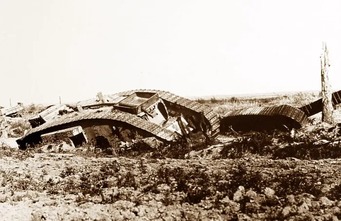 Framed Print : Brittish tanks wrecked at Gonnelieu, - WW1 Framed Print : Brittish tanks wrecked at Gonnelieu, - WW1