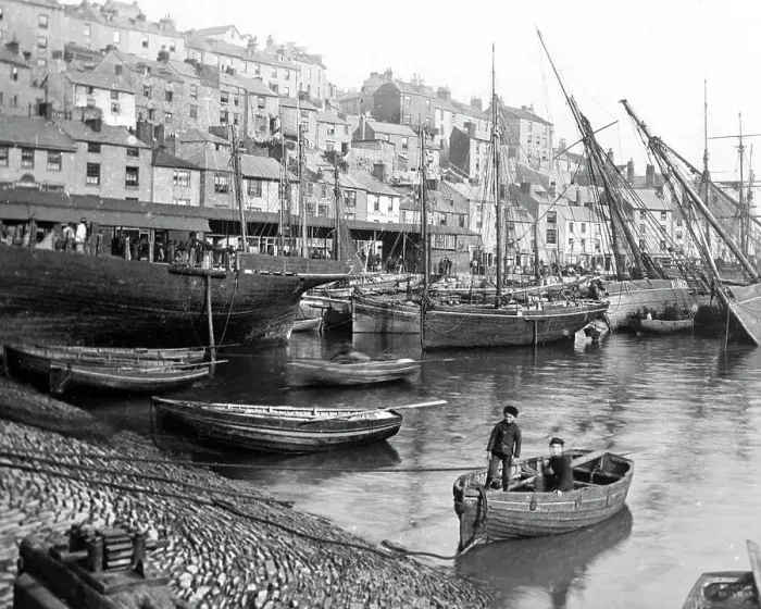 Framed Print : Brixham Harbour Victorian period Framed Print : Brixham Harbour Victorian period