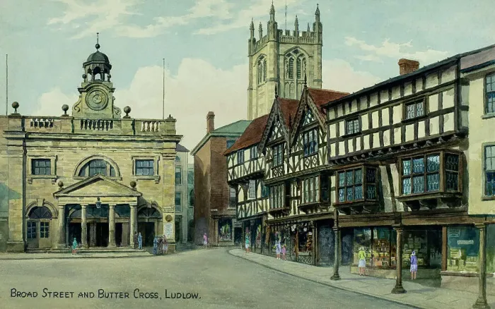 Framed Print : Broad Street and Butter Cross, Ludlow, Shropshire Framed Print : Broad Street and Butter Cross, Ludlow, Shropshire